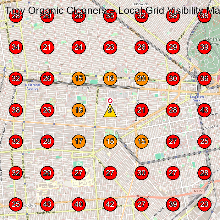 Troy Organic Cleaners GeoGrid visibility map for Laundry Service in None